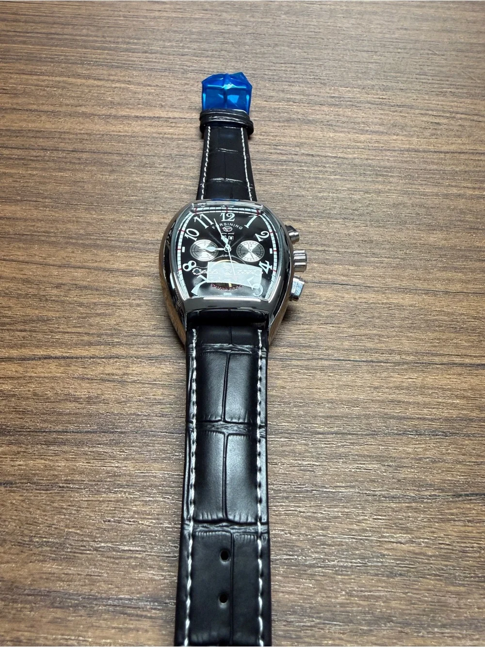 Black Dial Men’s Leather Strap Tourbillon Watch